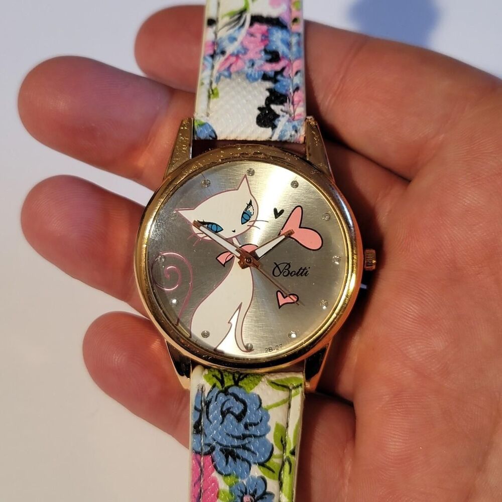 Botti Cat & Heart Gold 41mm Women's Watch  - Flower Band